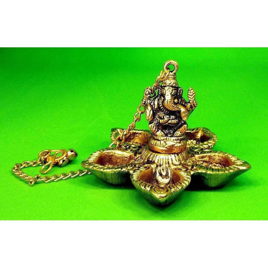 Hanging Ganesh - Handcrafted Golden Polished Brass - Grab2buy