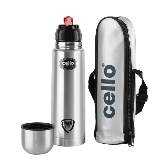 CELLO Flipstyle Insulated Stainless Steel Flask Water Bottle with Jacket For Daily Use 1000 ml