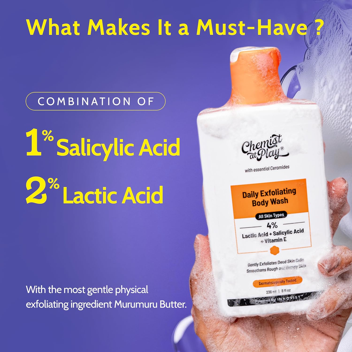 Chemist At Play Exfoliating Body Wash, 4% (Salicylic Acid, Vitamin E and Lactic Acid) - Grab2buy