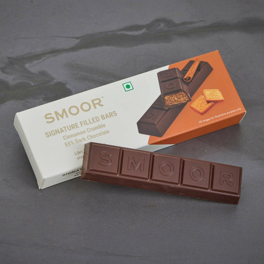 Smoor Signature Filled Bars Cinnamon Crumble 55% Dark Chocolate | Swadesiicart