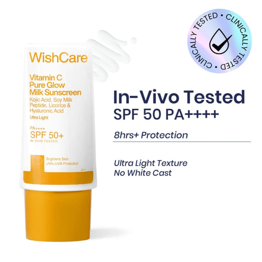 WishCare Vitamin C Pure Glow Brightening Face Sunscreen for Dry Skin with SPF50 PA++++In-Vivo Tested Grab2Buy Wishcare Grab2Buy