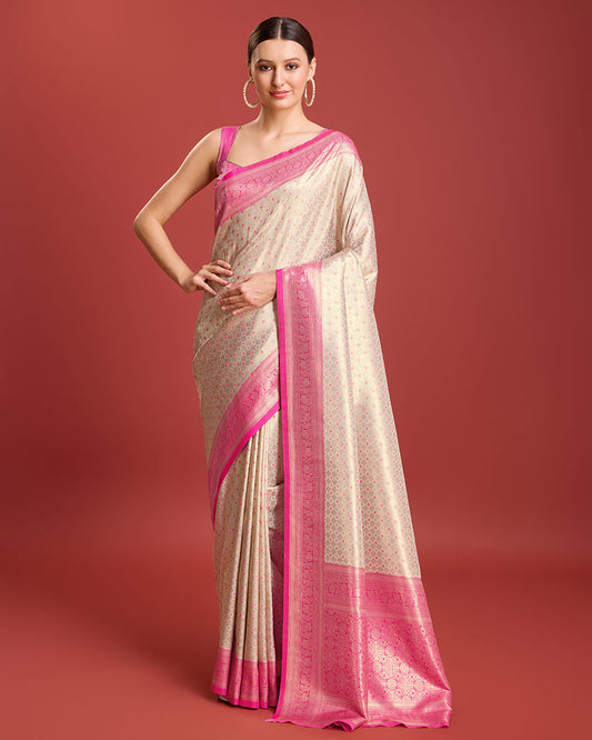Monjolika Fashion Pink Kanjivaram Silk Mesmerizing Saree