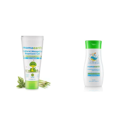 Mamaearth Natural Mosquito Repellent Gel & Deeply Nourishing Wash for Babies Genie India