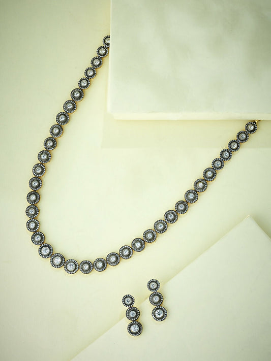 Nuyug 22K Gold-Plated Crystal Stone Studded Necklace Set | Grab2Buy