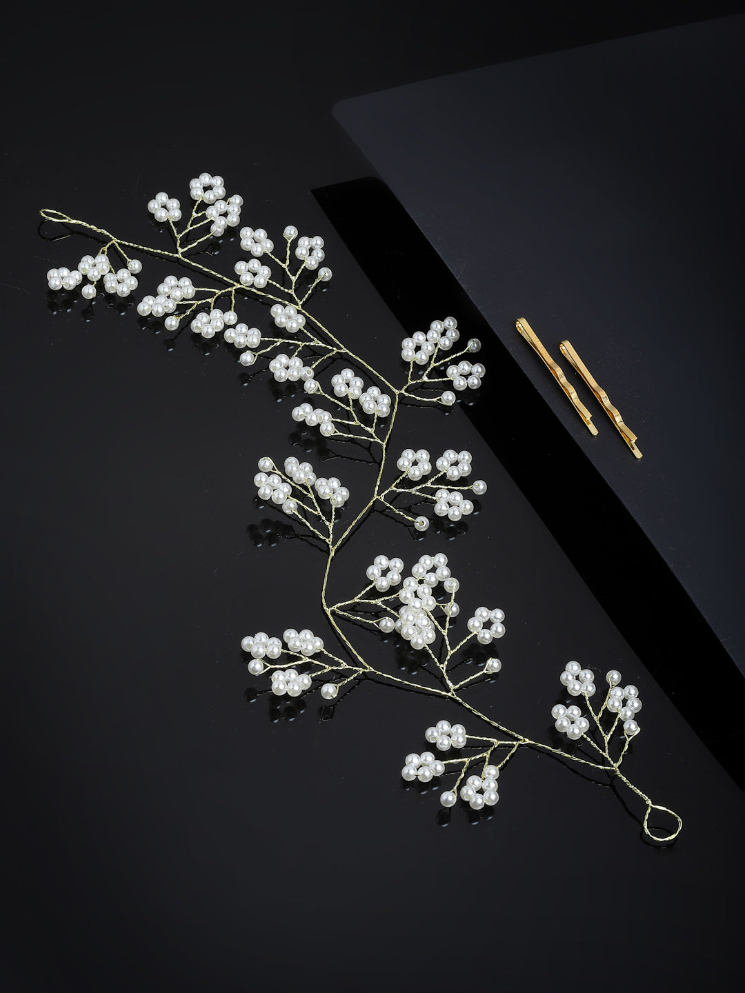 Panash Women Gold-Toned & White Beaded Tiara - Grab2buy