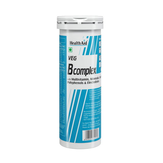 HealthAid Vegan B Complex with Multivitamins & Electrolytes Mango Flavour Effervescent Tablets | Grab2Buy