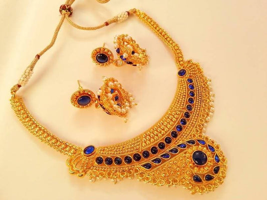 Blue Kemp Necklace Set For Women Grab2Buy Mokshi Collections Grab2Buy