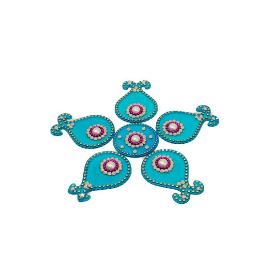 Kundan HandiKrafts Matka Rangoli Blue (Baby)