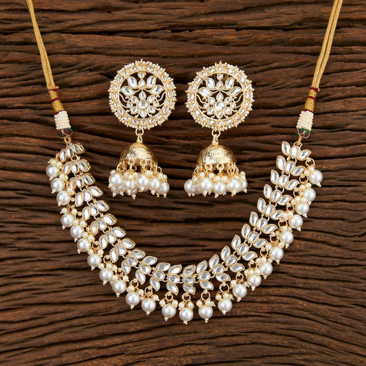 Joban Fashion Women Golden White Necklace Set - Distacart