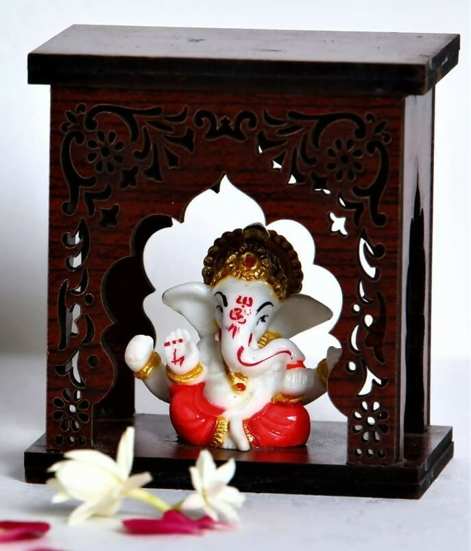 Expleasia, Exuberant & Luxury Decor Ganesha Idol With Wooden Temple - Grab2buy