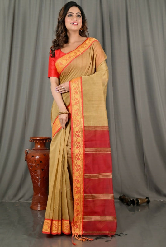 Exclusive Collection Beautiful Khadi Cotton Brown Handloom Grab2Buy