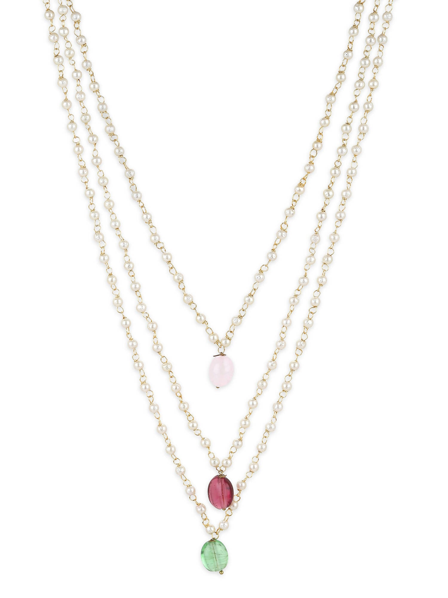 White Pink Brass Gold-Plated Necklace - Ruby Raang - Grab2buy