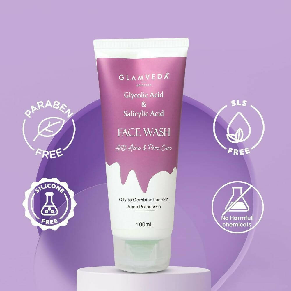 Glamveda Glycolic Acid & Salicylic Acid Anti Acne Face Wash - Grab2buy