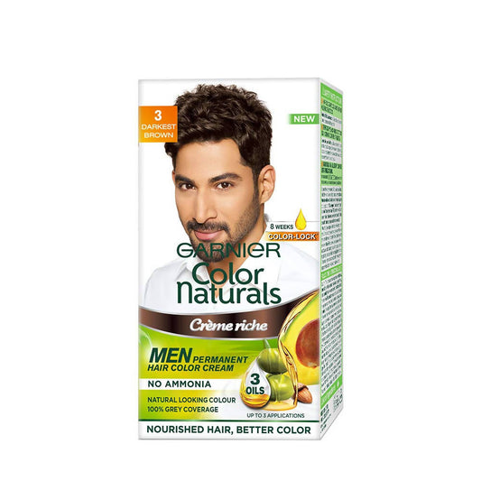 Garnier Color Naturals Creme Riche Men Hair Color - Shade 3 Darkest Brown - Grab2buy