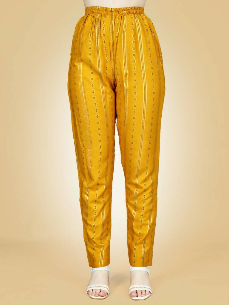 Aastha Fashion Women's Yellow Viscose Rayon Embroidered Kurta Pant Set - Grab2buy