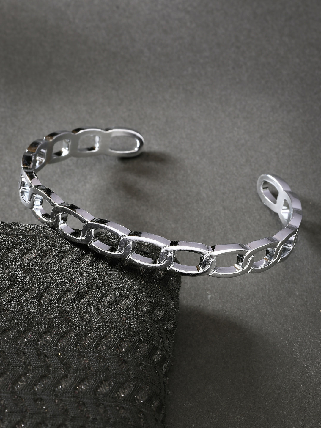 NVR Men's Silver-Plated Metal Cuff Bracelet - Grab2buy