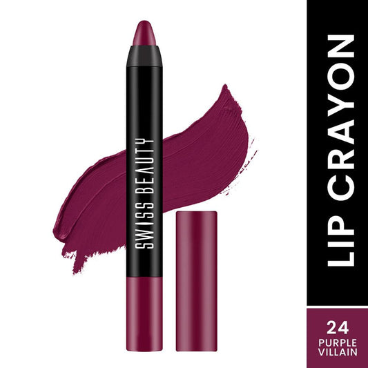 Swiss Beauty Matte Long Lasting Stay Maxx Lip Crayon Lipstick Matte Finish - Purple Villain
