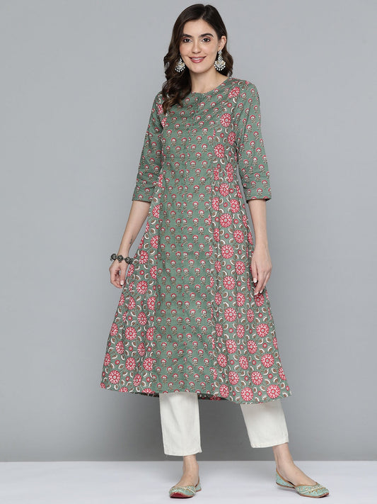 HERE&NOW Pure Cotton Ethnic Motifs Printed Kurta
