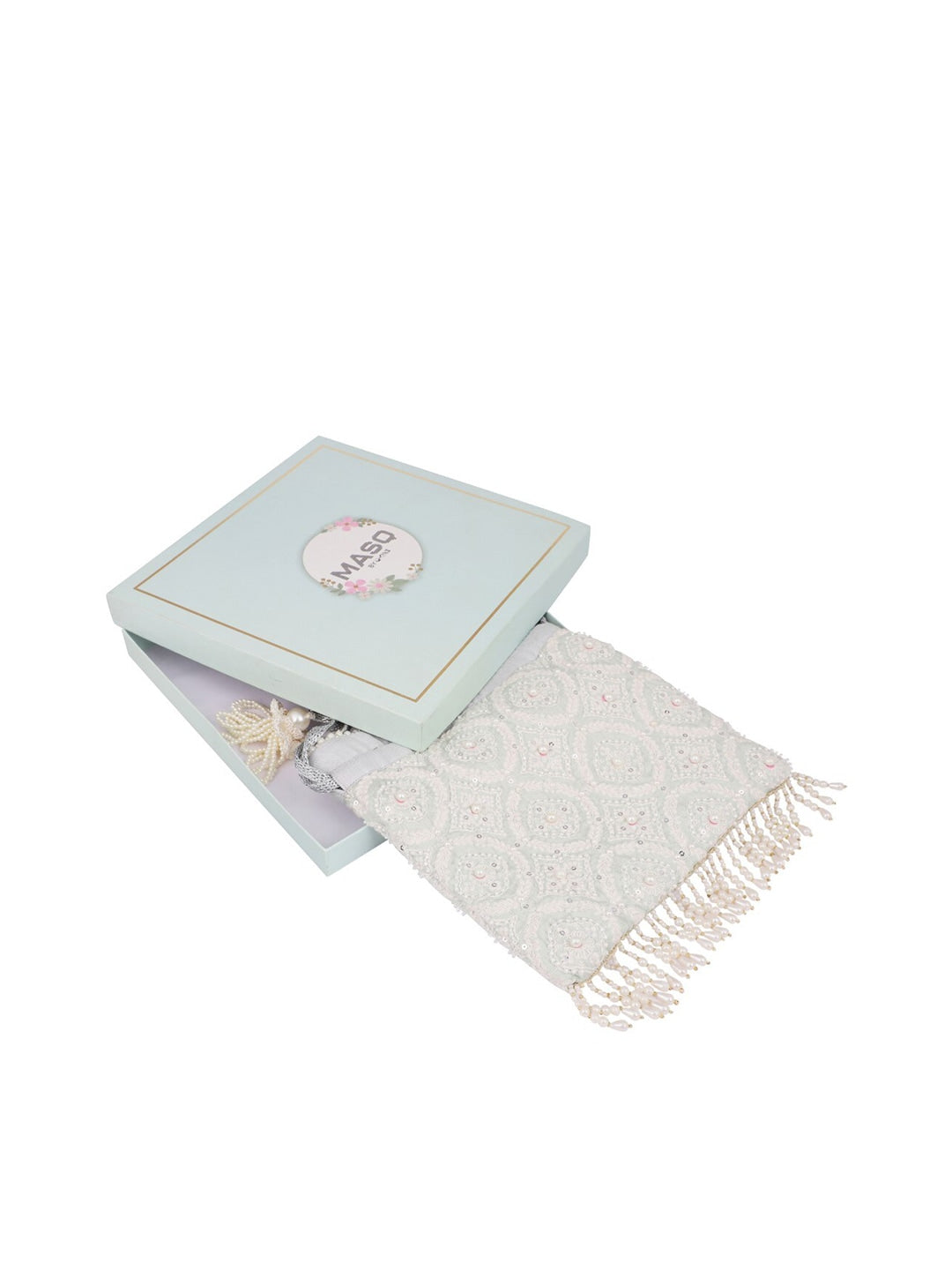 Masq Beige & Pink Embroidered Potli Clutch - Grab2buy