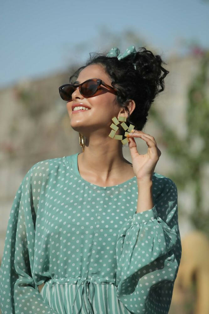 Juniper Women Sagegreen Georgette Bandhani High-Low Tunic - Grab2buy