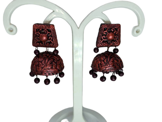 Terracotta Dazzling Temple Jhumkas