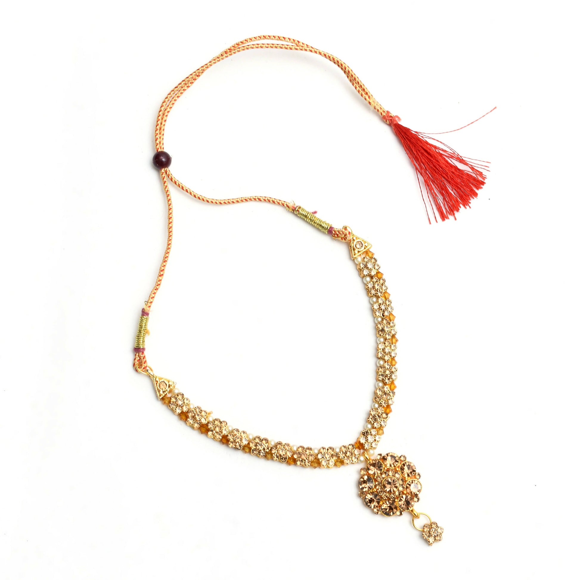 Mominos Fashion Johar Kamal Gold-Plated Brass Finish Stone Choker For Women (Golden) - Grab2buy