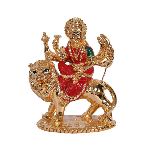 Collectible India Gold Plated Goddess Maa Durga Sherawali Mata Idol - Grab2buy