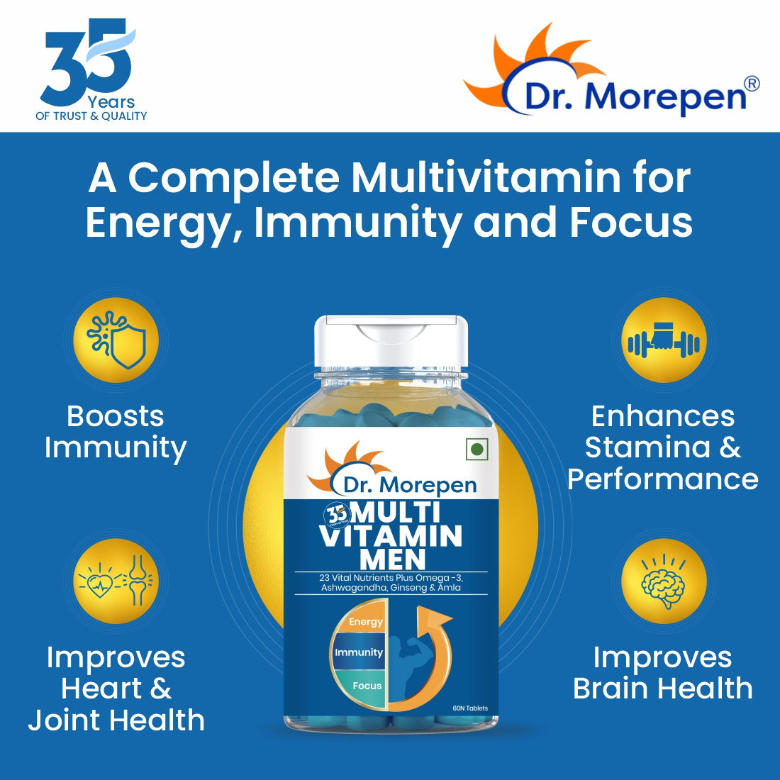 Dr. Morepen Multivitamins For Men With Omega 3 & Herbs - Grab2buy