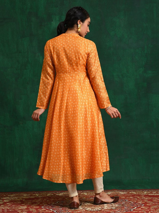 Aks Ethnic Motifs Keyhole Neck Flared Anarkali Kurta