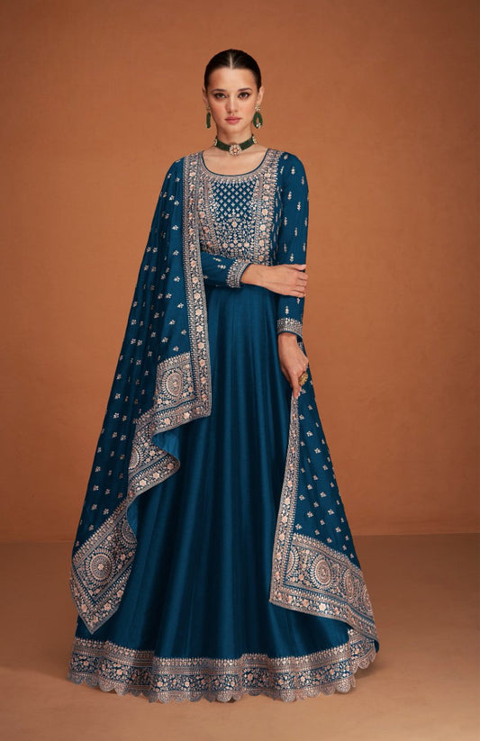 Anaita Navy_Blue Designer Embroidered Heavy Premium Silk Anarkali Suit