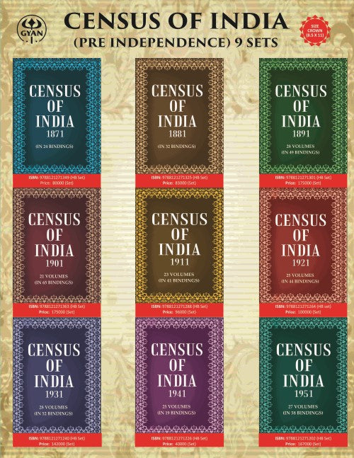 Census of India 1871-1951 In 384 Bindings - Gyan Books