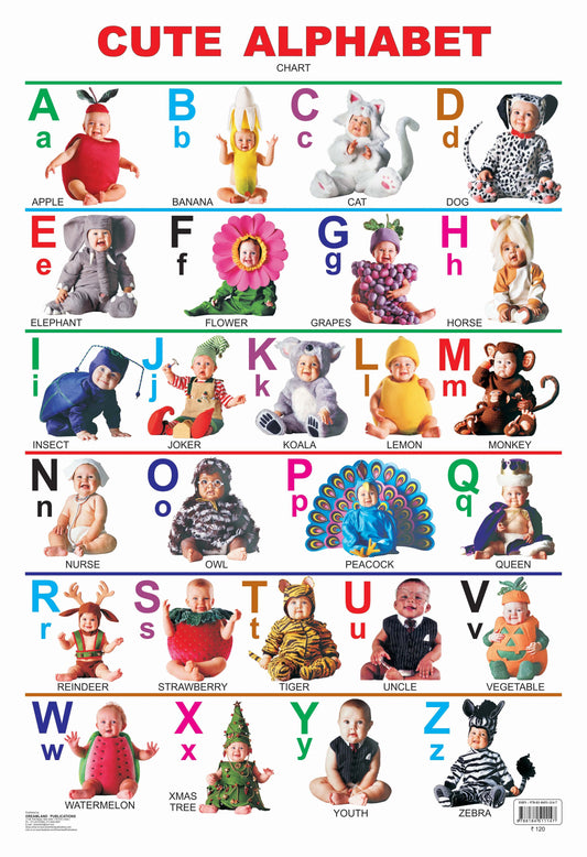 Dreamland Publications Educational Chart for Kids - Cute Alphabet