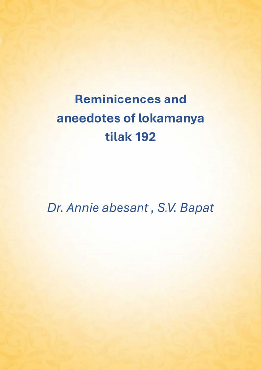 Reminicences and aneedotes of lokamanya tilak 192 - Gyan Books