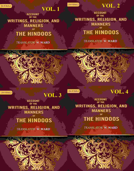 Account of the Writings, Religion, and Manners, of the Hindoos 4 Vols. Set - Gyan Books