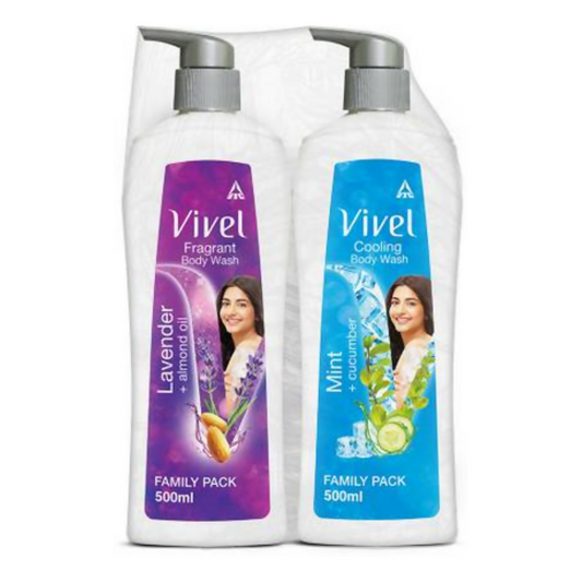 Vivel Body Wash, Lavender & Almond Oil And Mint & Cucumber, Shower Creme Combo Pack Grab2Buy Vivel Grab2Buy