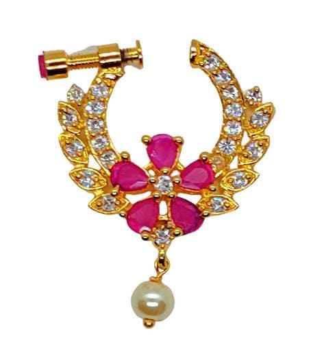 AD Ruby Floral Nose Ring
