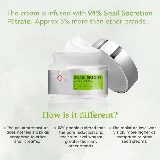 Professional O3+ Snail Bright Mucin Gel Cream Moisturiser For Korean Glass Glow & Barrier Repair