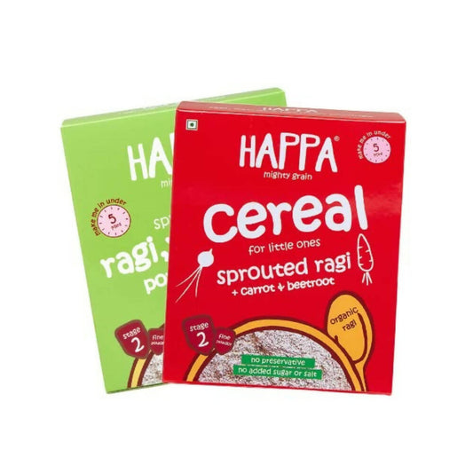 Happa Organic Porridge (Ragi, Carrot Beetroot + Ragi-Ragi) Combo - Grab2buy