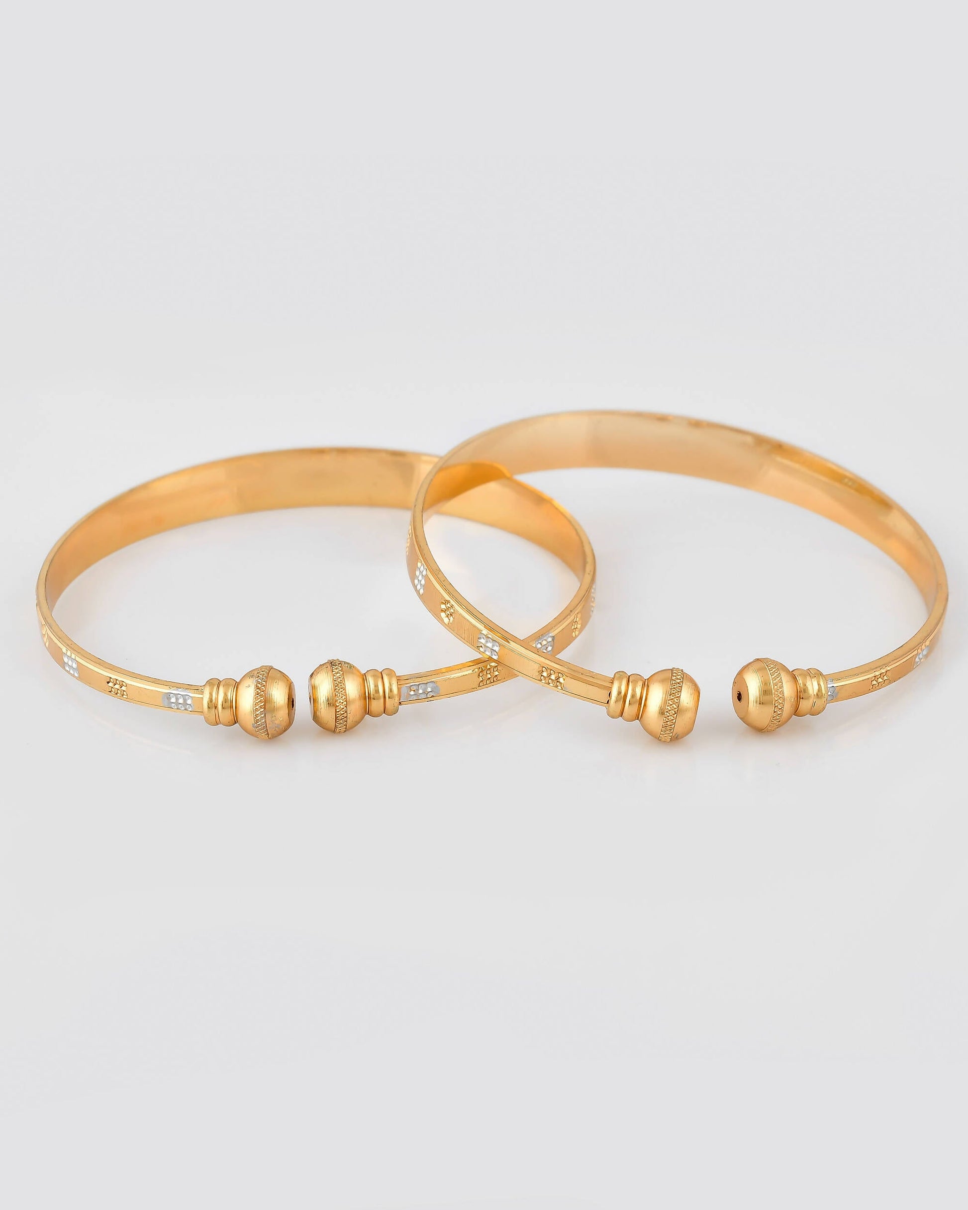 VOJ Stainless Steel Beads Gold-plated Bangle Set (Pack of 2) - Grab2buy