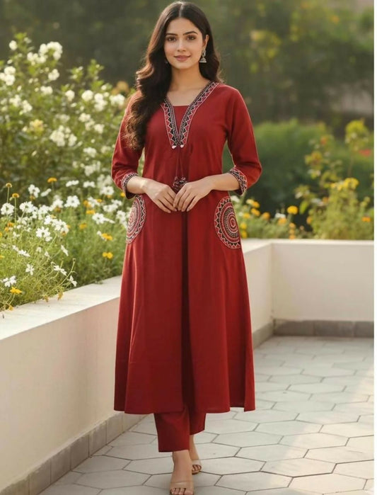 Miravan Womens Brown Straight Kurta Set