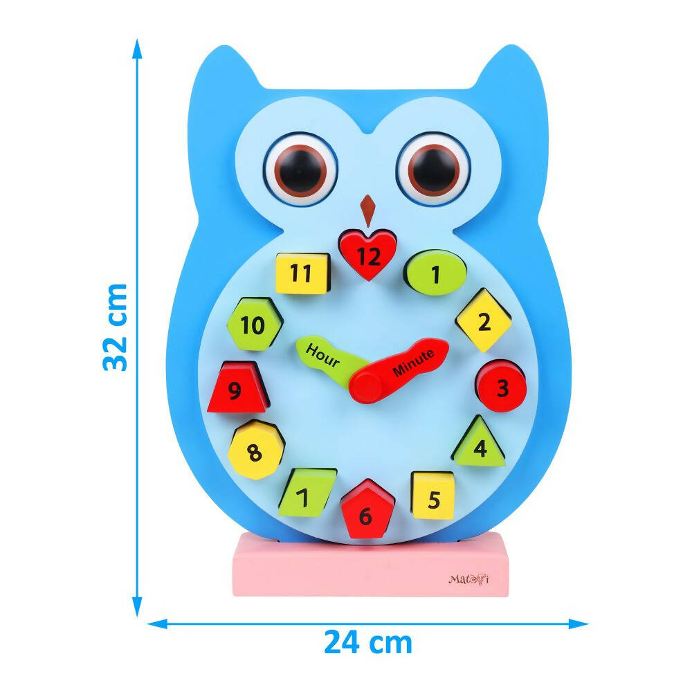 Matoyi Wooden Colorful Owl Clock With Magnetic Blocks - Grab2buy