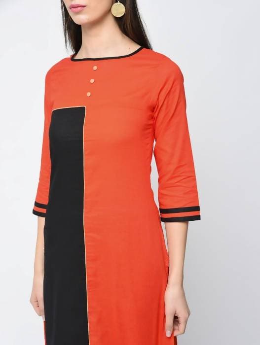 Aniyah Cotton Block Orange Straight Kurta (AN-124K)