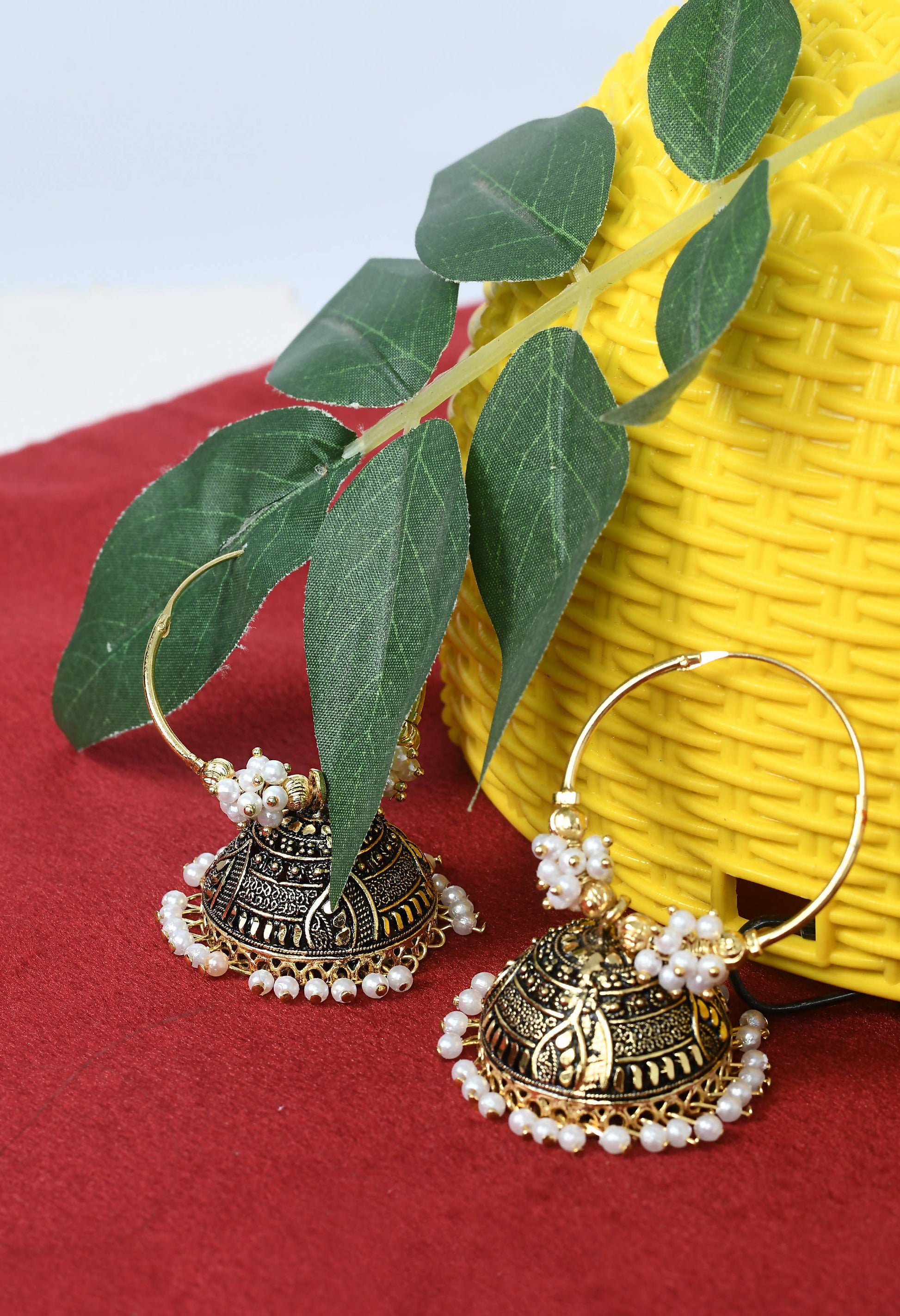 Mominos Fashion Johar Kamal Women's Latest Designer Golden Color Jhumkas - Grab2buy