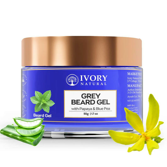 Ivory Natural Grey Beard Gel Restores Dark Shine & Vibrant Of Beard | Swadesiicart