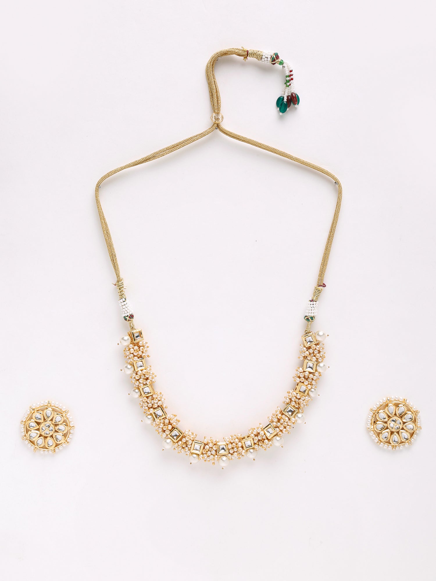 Pearl Kundan Choker With Studs - Ruby Raang - Grab2buy