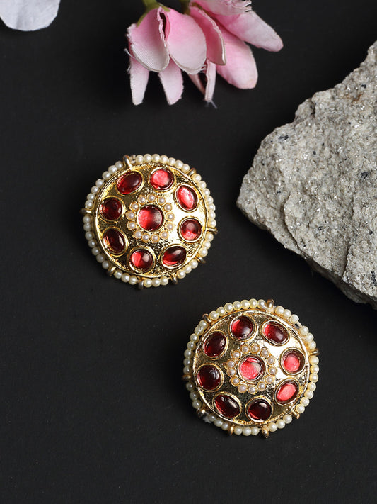 Kundan & Pearl Studs - Ruby Raang - Grab2buy