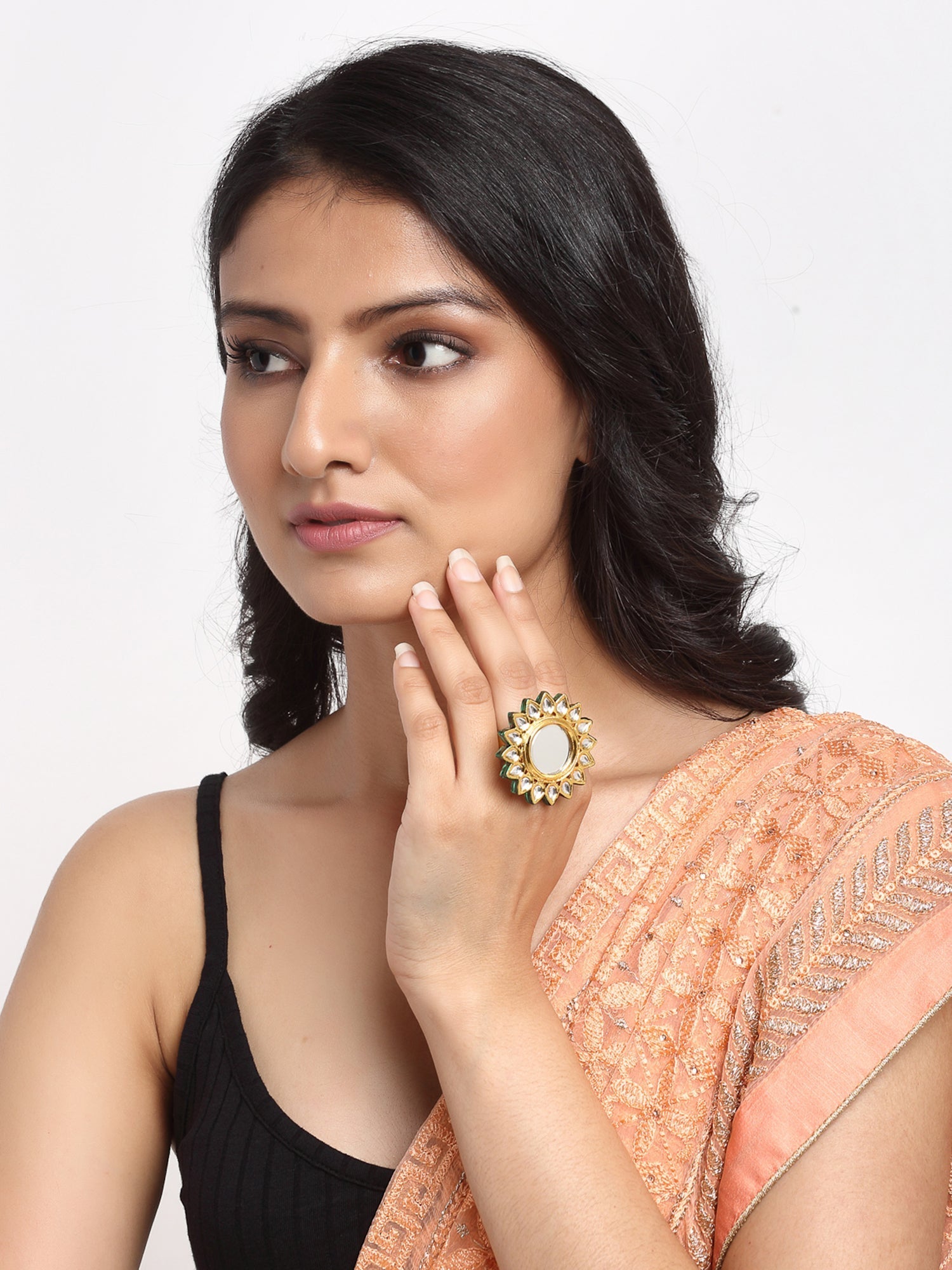 Kundan Cocktail Ring - Ruby Raang - Grab2buy