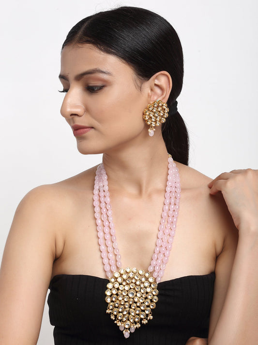 Kundan Neckpiece With Earrings - Ruby Raang