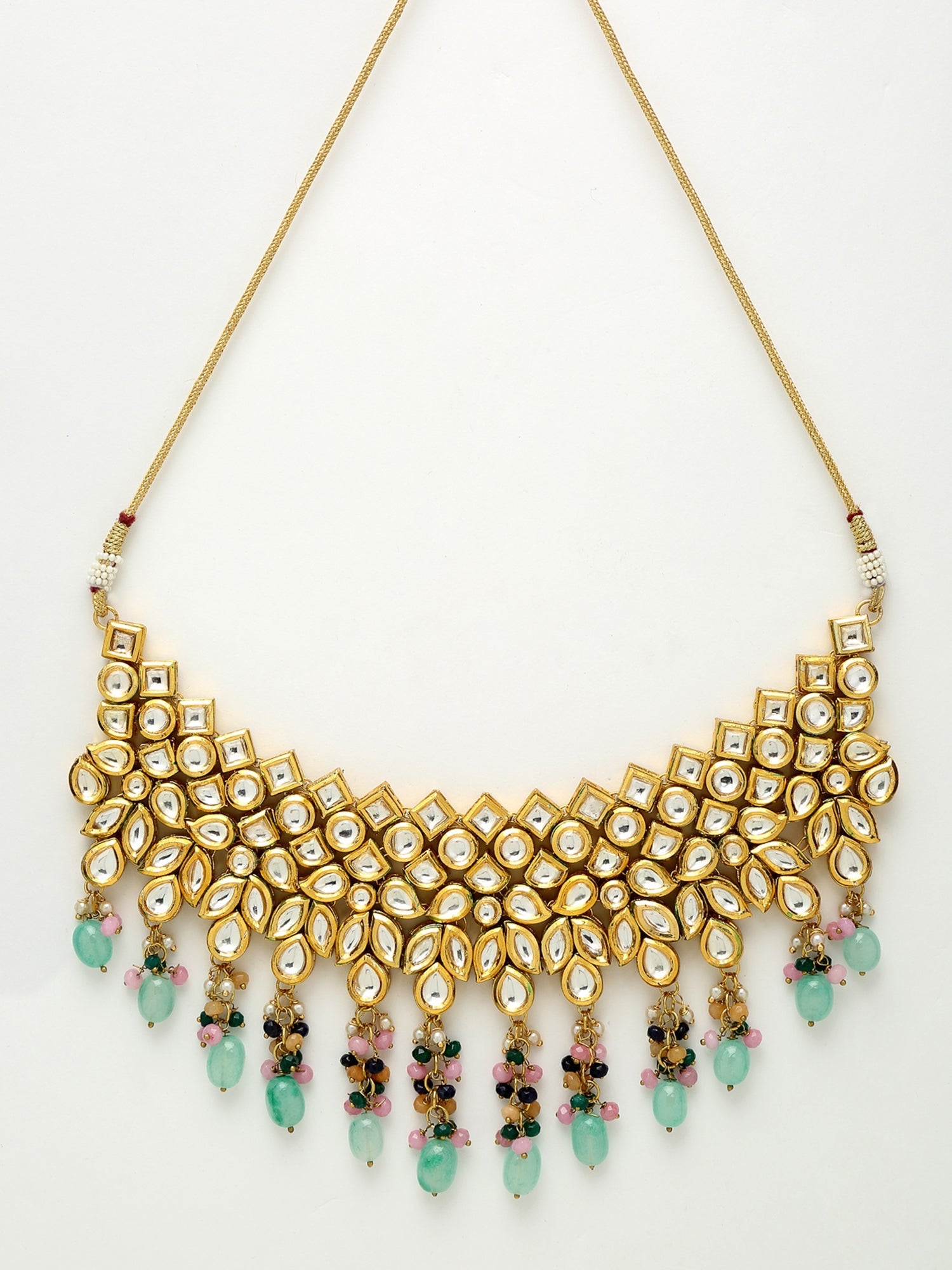 Kundan Neckpiece With Earrings And Maang Tikka - Ruby Raang - Grab2buy
