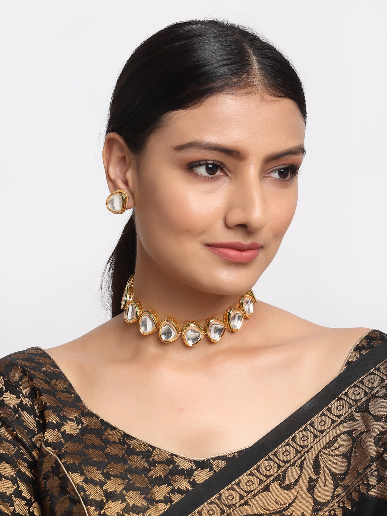 Kundan Choker With Kundan Studs - Ruby Raang - Grab2buy
